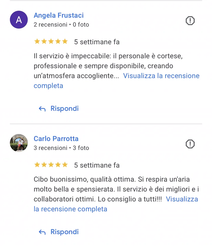 Screenshot di recensioni Google 4